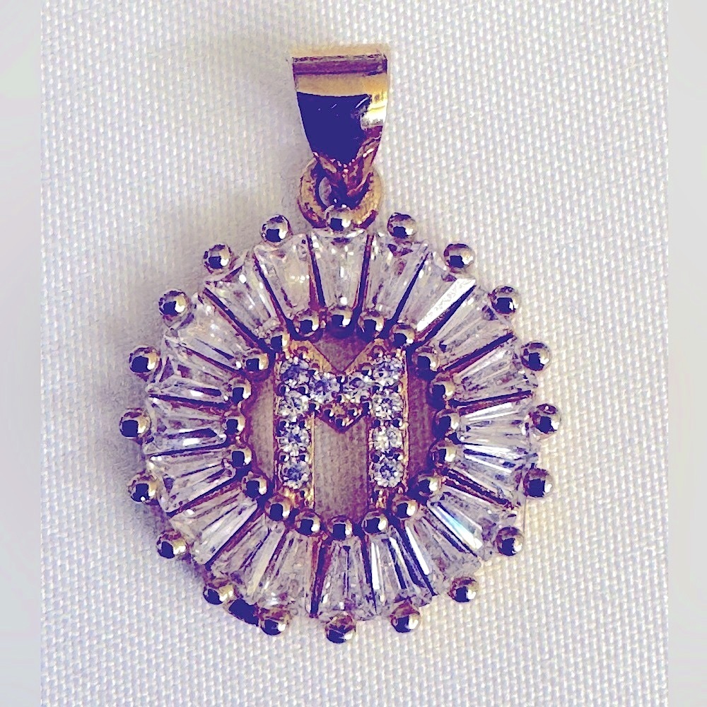 Gold M Initial Pendant Necklace - Picture 2 of 4
